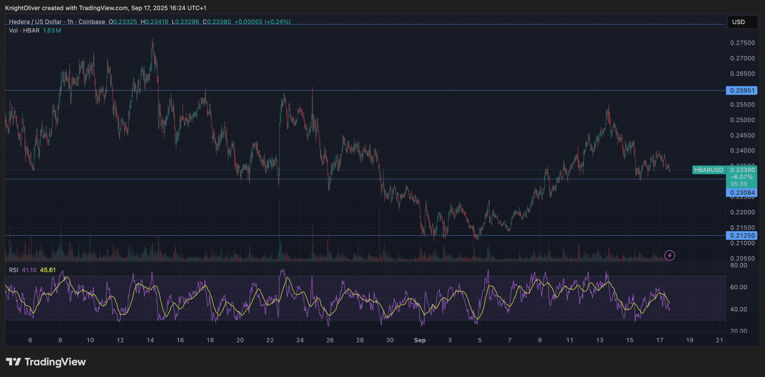 HBAR subit une vente en raison d'un trading aux volumes en baisse