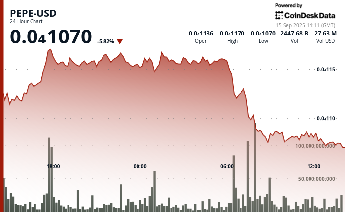 Le prix de PEPE chute de 6 % malgré l'accumulation par des investisseurs majeurs