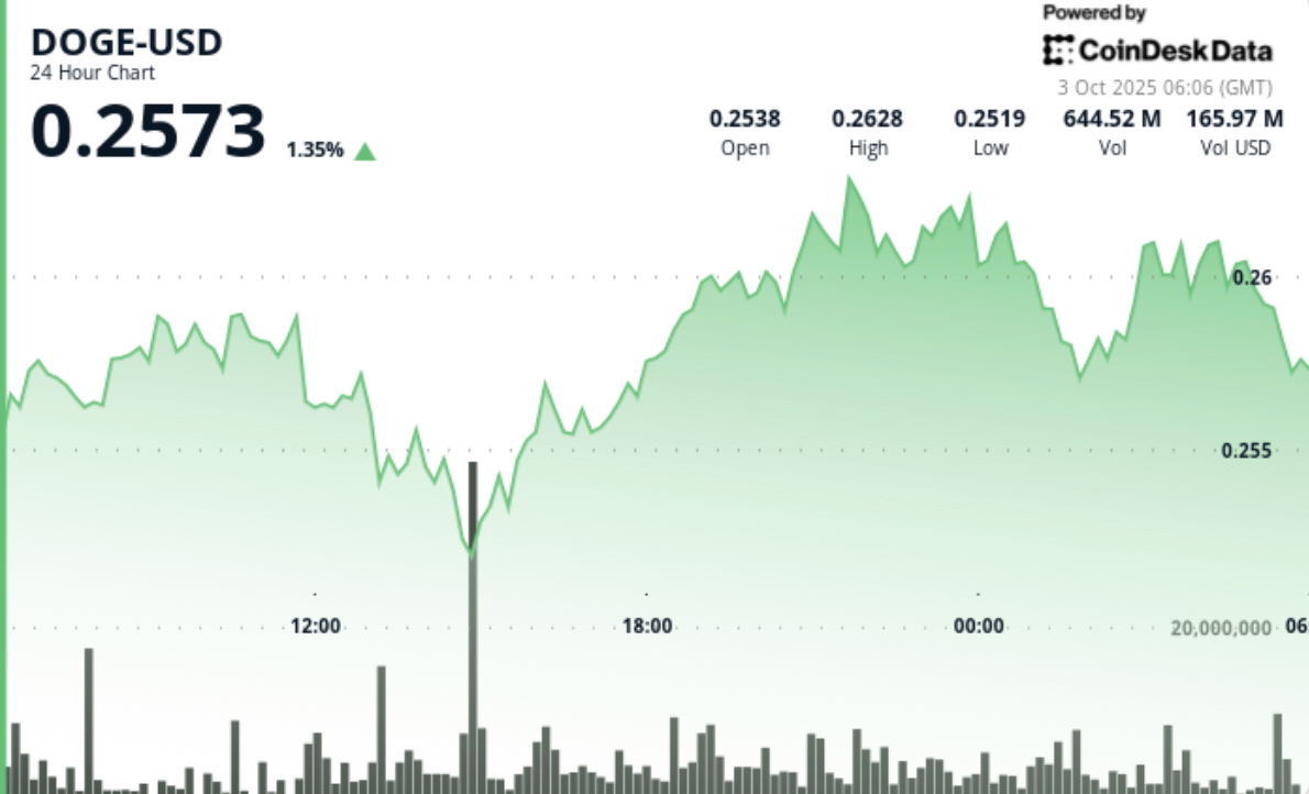Dogecoin maintient un soutien au-dessus de 0,251 $ alors que les traders surveillent la rupture à 0,264 $