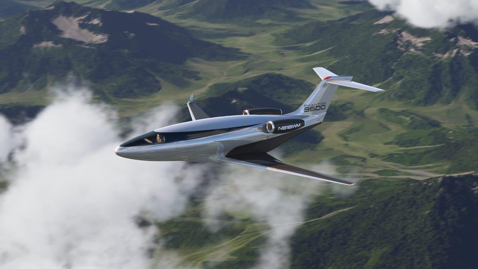 Otto Aerospace présente le Phantom 3500, un jet d'affaires innovant et futuriste.