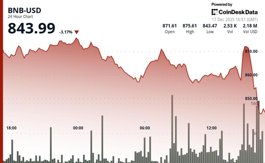 BNB s'effondre de près de 3 % alors que la volatilité du bitcoin et la vente technologique perturbent le marché des cryptomonnaies