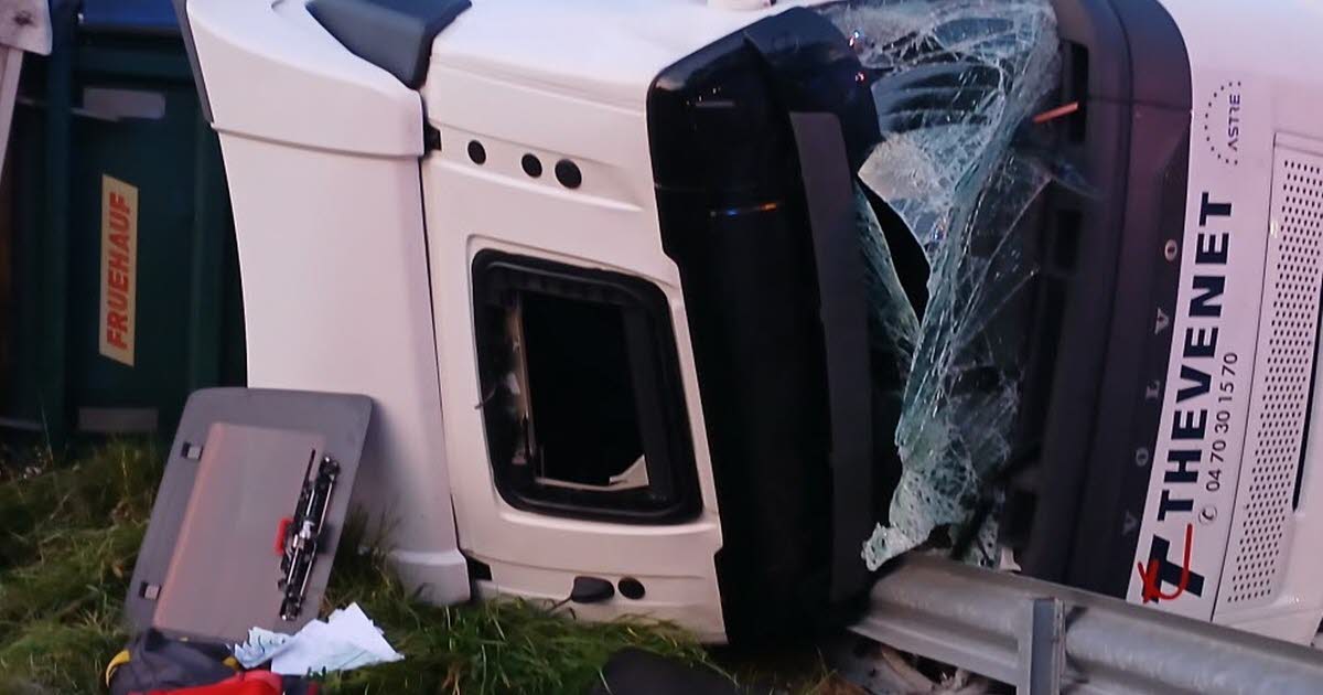 Accident à Cernans : un poids lourd se couche, le conducteur indemne