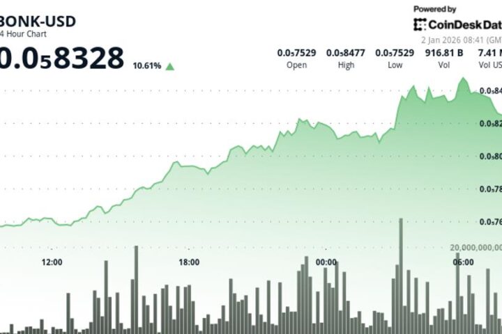 BONK augmente de plus de 10 % en 24 heures, franchissant un seuil technique clé