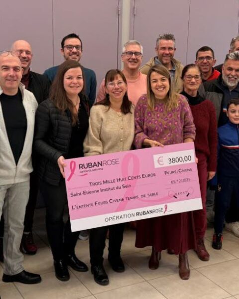 Feurs/Civens. Le club de tennis de table récolte 4 000 euros pour l’Institut du sein