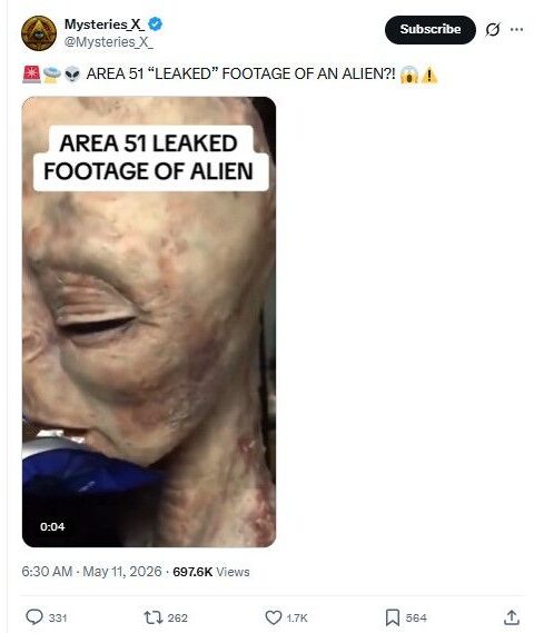 Une vidéo prétendant montrer un extraterrestre dans la Zone 51 s'avère être un deepfake