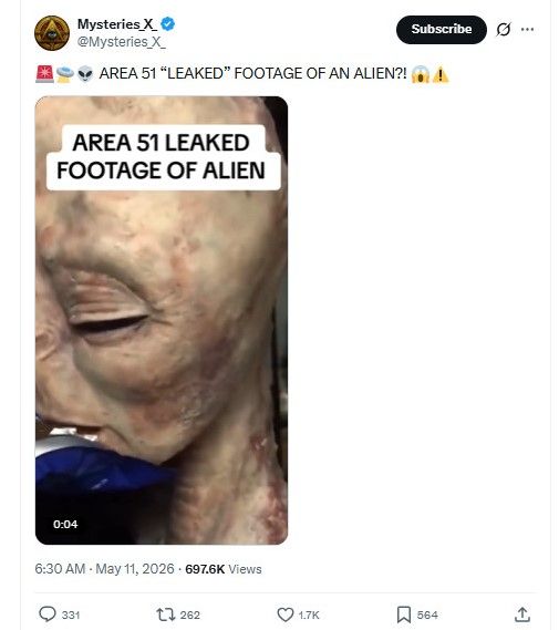 Une vidéo prétendant montrer un extraterrestre dans la Zone 51 s'avère être un deepfake