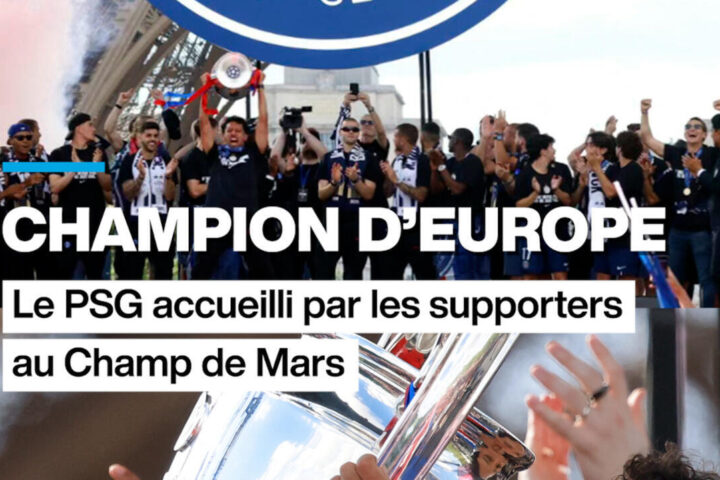 Le retour triomphal du PSG à Paris célébré par les supporters au Champ de Mars.