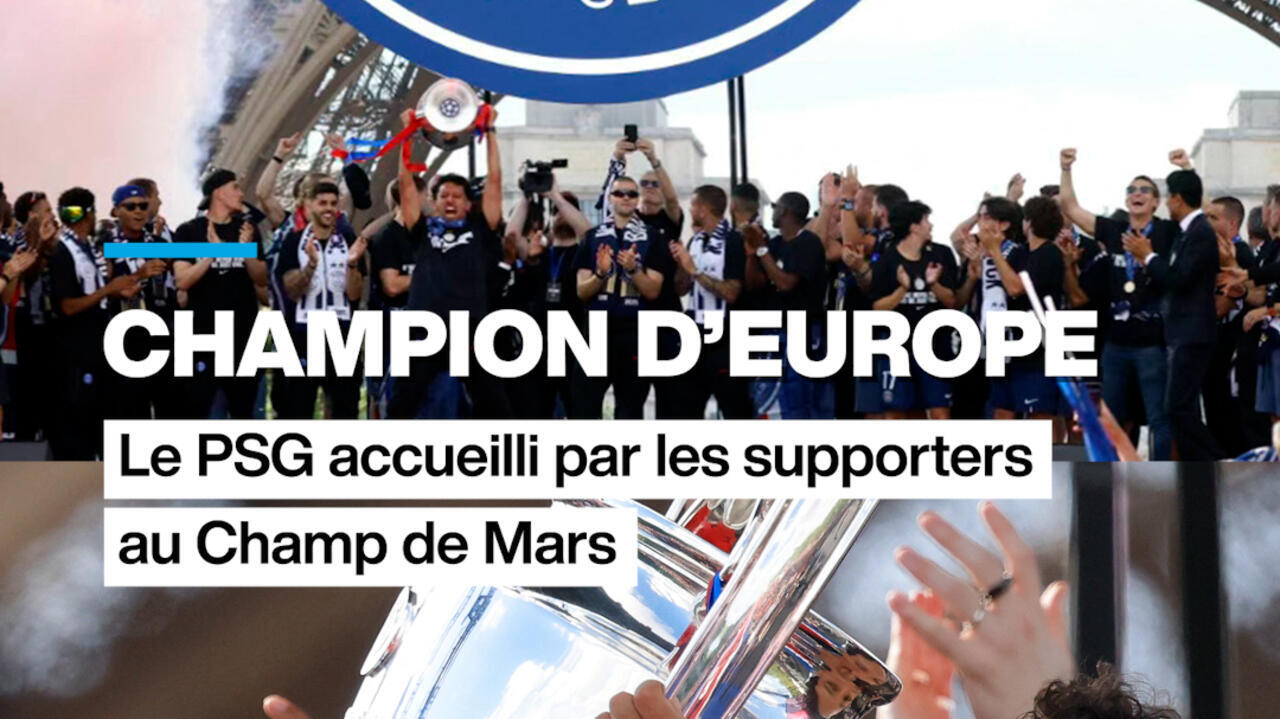 Le retour triomphal du PSG à Paris célébré par les supporters au Champ de Mars.