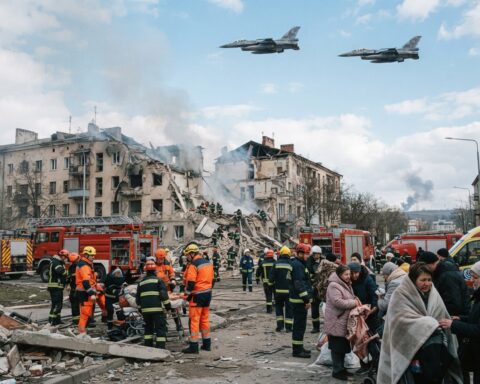 Attaque massive russe en Ukraine : sept morts, la Pologne mobilise ses chasseurs
