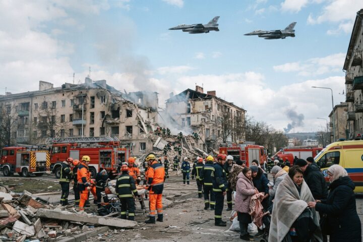 Attaque massive russe en Ukraine : sept morts, la Pologne mobilise ses chasseurs