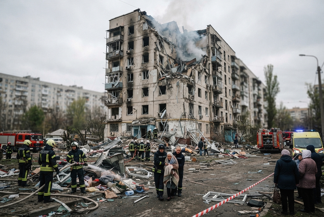 La Russie frappe Kyiv avec 166 missiles et drones : un mort, 17 blessés, des dégâts civils massifs
