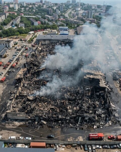 Vladivostok : un important incendie ravage un entrepôt du géant russe de l'électronique DNS