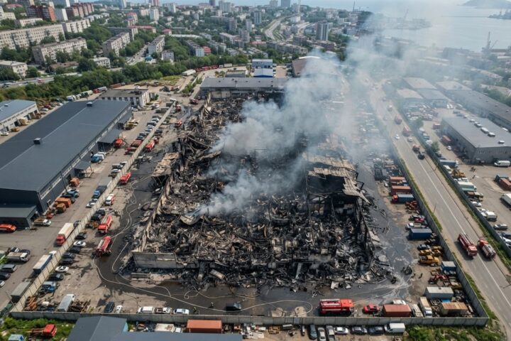 Vladivostok : un important incendie ravage un entrepôt du géant russe de l'électronique DNS