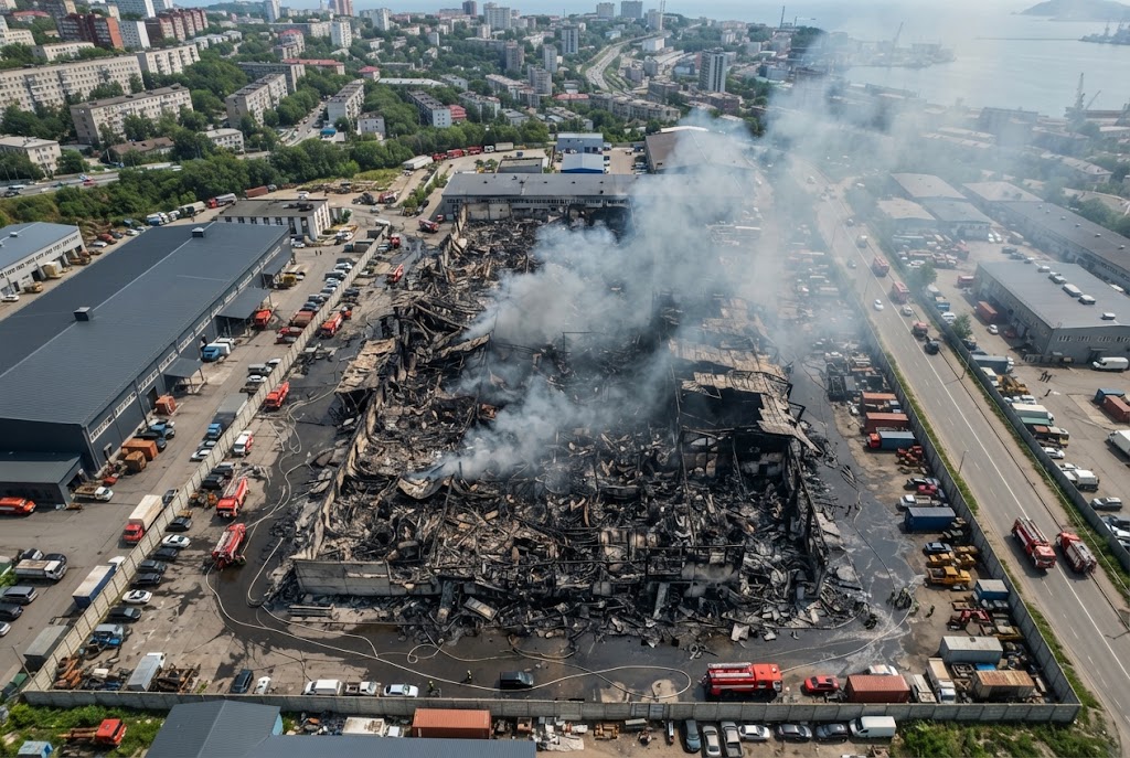Vladivostok : un important incendie ravage un entrepôt du géant russe de l'électronique DNS