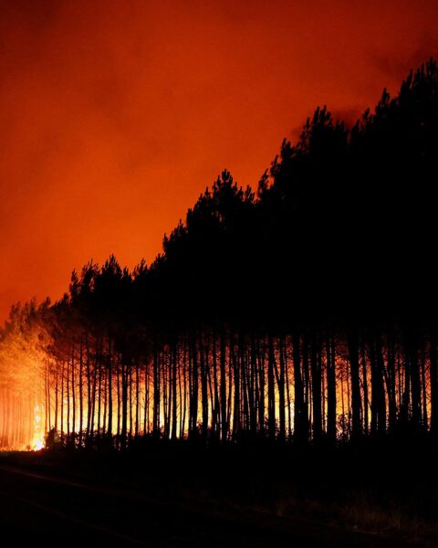 Destruction causée par des incendies de forêt en France et en Espagne: plus de 100 000 évacuations ordonnées