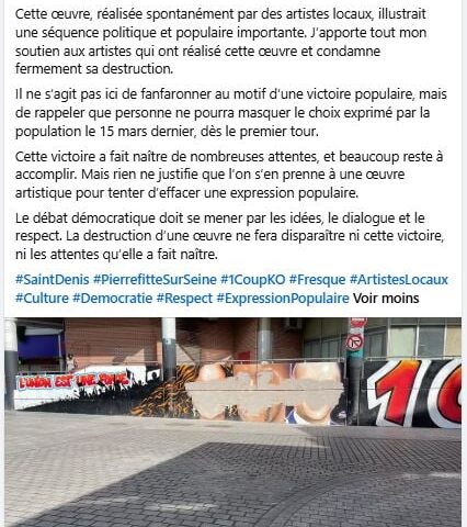Vandalisme de la fresque célébrant la victoire de Bally Bagayoko à Saint-Denis