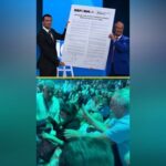 Des manifestants évacués au congrès annuel du parti Reform UK à Birmingham